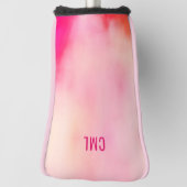 Abstracte Waterverf roze koraal Oranje monogram Golfheadcover (Draai 90)