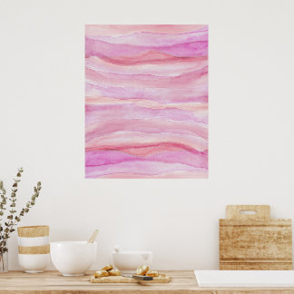 Abstracte Waterverf Roze Lagen Agaat Art Poster