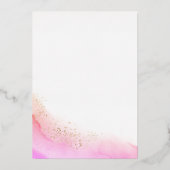 Abstracte Waterverf Roze penseelstreek & RoseGold Folie Uitnodiging (Achterkant)