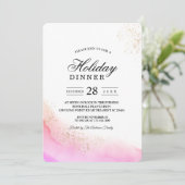 Abstracte Waterverf Roze penseelstreken & goud Kaart (Staand voorkant)