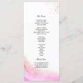 Abstracte Waterverf Roze penseelstreken & goud Menu (Achterkant)