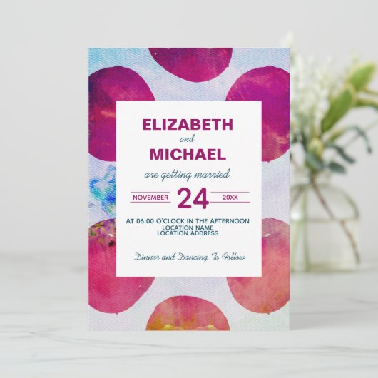 Abstracte Waterverf roze pokadodenweddenschap Kaart (Staand voorkant)