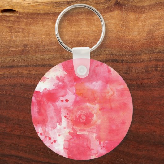 Abstracte Waterverf Roze Sleutelhanger (Voorkant)