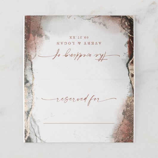 Abstracte Waterverf Rust & Hunter bruiloft (Buitenkant ongevouwen)