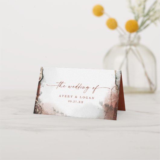 Abstracte Waterverf Rust & Hunter bruiloft (Achterkant)