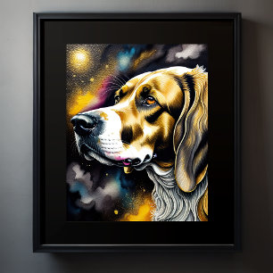 Abstracte Waterverf Schilderen van een Hond 5:4 Poster