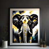 Abstracte Waterverf Schilderen van een olifant 5:4 Poster