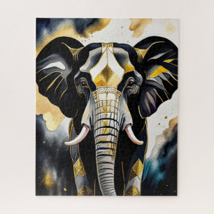Abstracte Waterverf Schilderen van een Olifant Legpuzzel