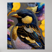 Abstracte Waterverf Schilderen van een Vogel 5:4 Poster (Voorkant)