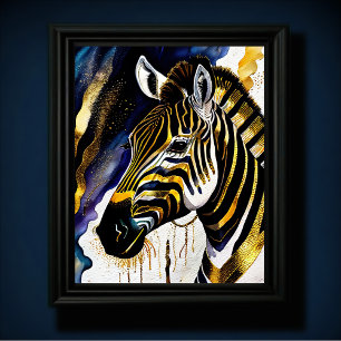 Abstracte Waterverf Schilderen van een Zebra 5:4 Poster
