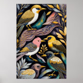 Abstracte Waterverf Schilderen van Vogels 2:3 Poster (Voorkant)