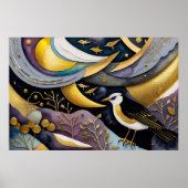 Abstracte Waterverf Schilderen van Vogels 3:2 Poster (Voorkant)