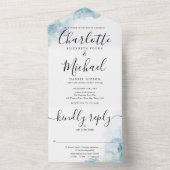 Abstracte Waterverf Script Monogram Bruiloft All In One Uitnodiging (Binnen)