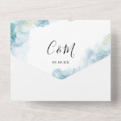 Abstracte Waterverf Script Monogram Bruiloft All In One Uitnodiging (Achterkant)
