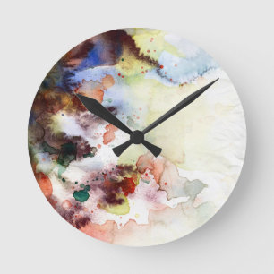 Abstracte waterverf slijptextuur met verf ronde klok
