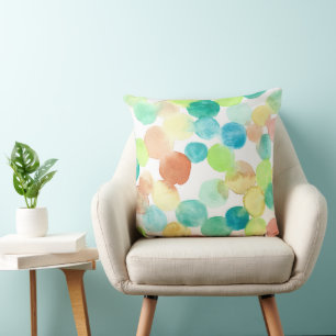 Abstracte Waterverf Stippen in Blauwgroen en Sinaa Kussen