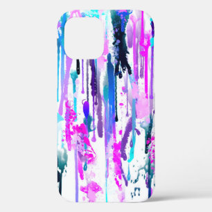 Abstracte Waterverf Streven blauw Turquoise Roze iPhone 12 Pro Hoesje
