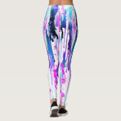 Abstracte Waterverf Streven blauw Turquoise Roze Leggings (Achterkant)