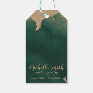Abstracte waterverf teal kleur spat borstelstreek cadeaulabel