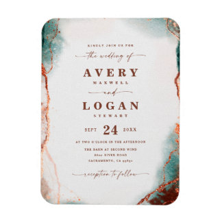 Abstracte Waterverf Terra Cotta Wedding Invitation Magneet