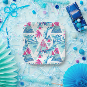 Abstracte Waterverf Tropisch lefpatroon Papieren Bordje