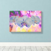 Abstracte waterverf tropische bloemenorchideeën canvas afdruk (Insitu (Houten vloer))