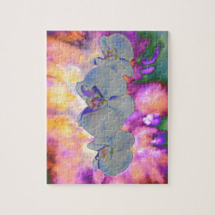 Abstracte waterverf tropische bloemenorchideeën legpuzzel
