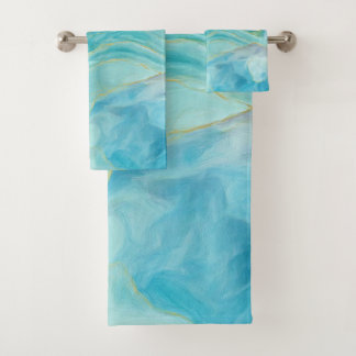 Abstracte Waterverf Turquoise edelsteen strand Bad Handdoek