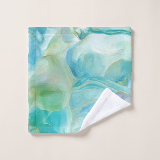 Abstracte Waterverf Turquoise edelsteen strand Bad Handdoek (Wasdoekje)