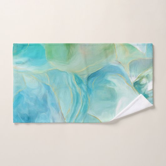 Abstracte Waterverf Turquoise edelsteen strand Bad Handdoek (Handdoek)