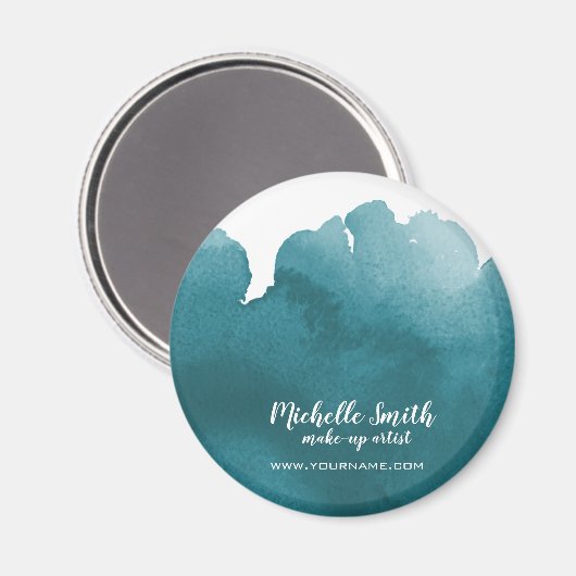 Abstracte waterverf turquoise kleur spatpenseelstr magneet (Voorkant / Achterkant)