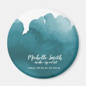 Abstracte waterverf turquoise kleur spatpenseelstr magneet (Voorkant)