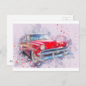 Abstracte Waterverf van auto's  Klassiek Briefkaart (Voorkant / Achterkant)