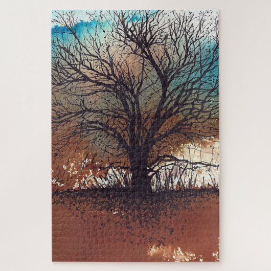 Abstracte Waterverf van de inkt van de boomstructu Legpuzzel (Verticaal)