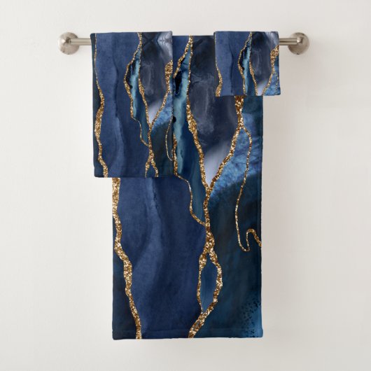 Abstracte Waterverf van de Navy Blue Agate Bad Handdoek (Insitu)