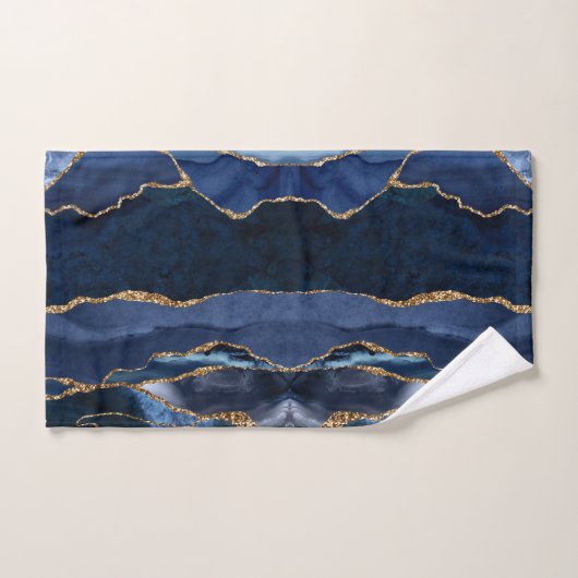 Abstracte Waterverf van de Navy Blue Agate Bad Handdoek (Handdoek)