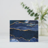 Abstracte Waterverf van de Navy Blue Agate Briefkaart (Staand voorkant)