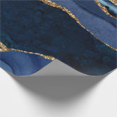 Abstracte Waterverf van de Navy Blue Agate Cadeaupapier (Hoek)