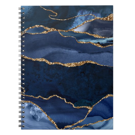 Abstracte Waterverf van de Navy Blue Agate Notitieboek (Voorkant)