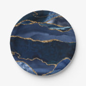 Abstracte Waterverf van de Navy Blue Agate Papieren Bordje (Voorkant)