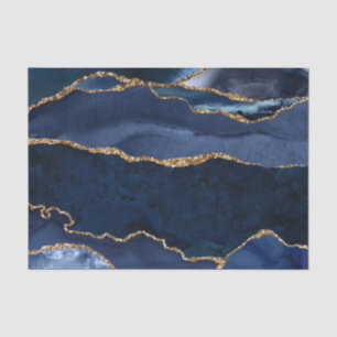 Abstracte Waterverf van de Navy Blue Agate Tissuepapier