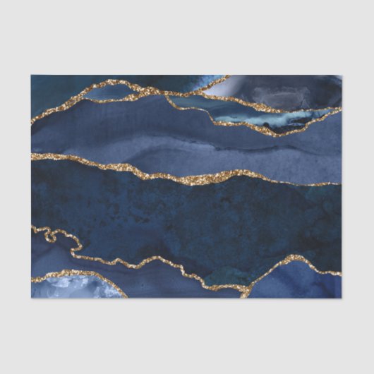 Abstracte Waterverf van de Navy Blue Agate Tissuepapier (Voorkant)