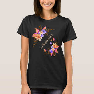 Abstracte Waterverf van gele paarse bloemen T-shirt