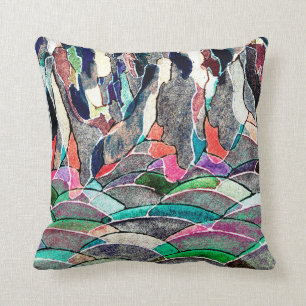 Abstracte Waterverf van heuvels en bergen Kussen