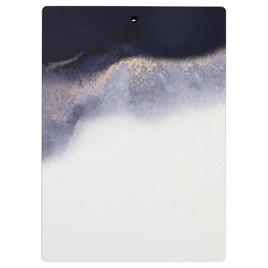 Abstracte Waterverf van Navy Black Gold Foil Wash Klembord (Achterkant)