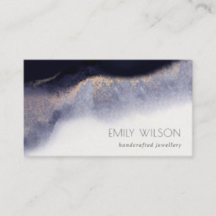Abstracte Waterverf van Navy Black Gold Foil Wash Visitekaartje