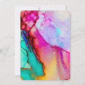 Abstracte Waterverf van roze en Turquoise Birthday Kaart (Achterkant)