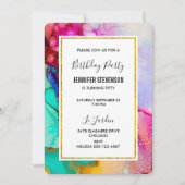 Abstracte Waterverf van roze en Turquoise Birthday Kaart (Voorkant)