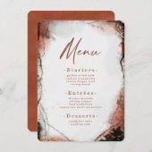 Abstracte Waterverf verbrande Oranje bruiloft Menu (Voorkant / Achterkant)