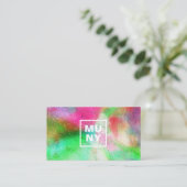 Abstracte waterverf verfspatten trendy initialen visitekaartje (Staand voorkant)